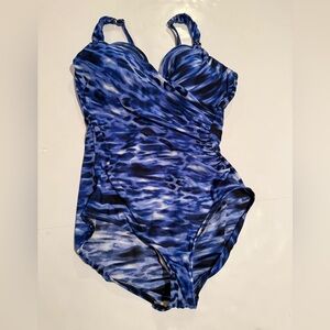 Miraclesuit Blue & White Wave-Print Siren One-Piece Swimsuit